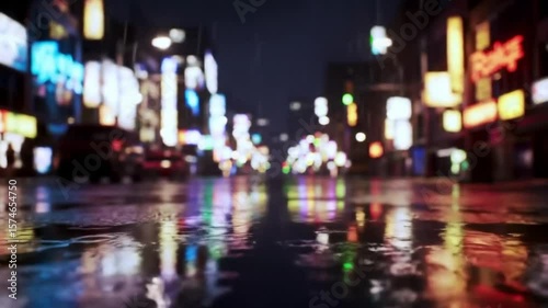 Wallpaper Mural Rainy Night Cityscape: Vibrant Reflections on Wet Streets Torontodigital.ca