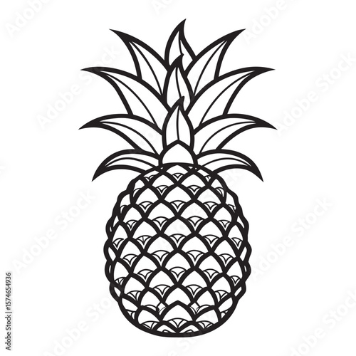 Hand drawn sketch of a pineapple with vibrant colors and a natural feel
