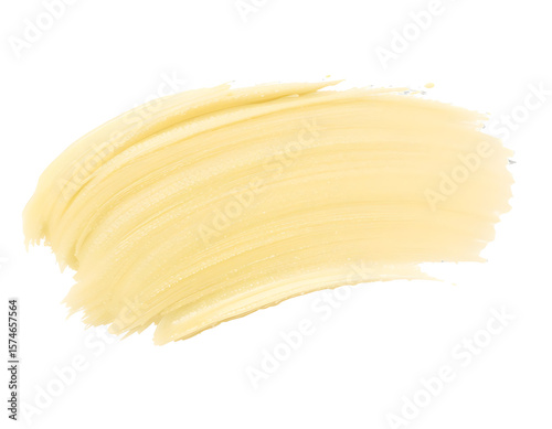 Pale lemon pastel brush stroke with airy, smooth texture and gentle flow, isolated on clean white background — soft yellow abstract paint detail ideal for elegant design and transparent PNG artwork