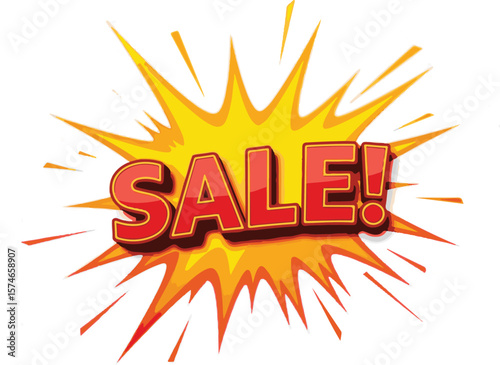 Vector art of sale announcement in a vibrant comic book style burst isolated on transparent background