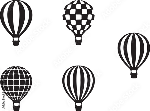 Hot Air Balloon Icons Stylized Vector Set