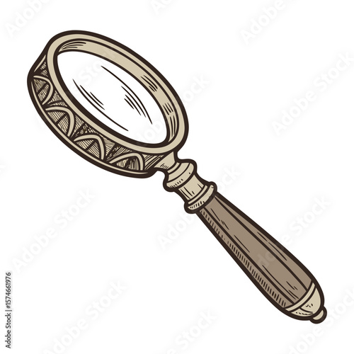 Vintage Magnifying Glass Detailed Illustration Stock Image