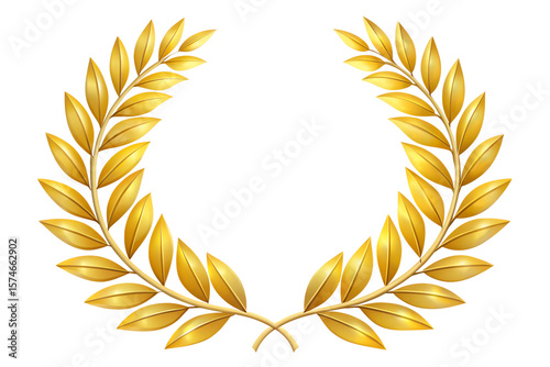 Golden Laurel Wreath Award on Transparent Background for Design Elements