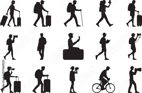 Traveler Silhouettes Vector Set Diverse Journeys