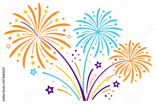 Fireworks in honor of birthday, holidays, anniversary, victory in competition. Сolorful festive fireworks. 