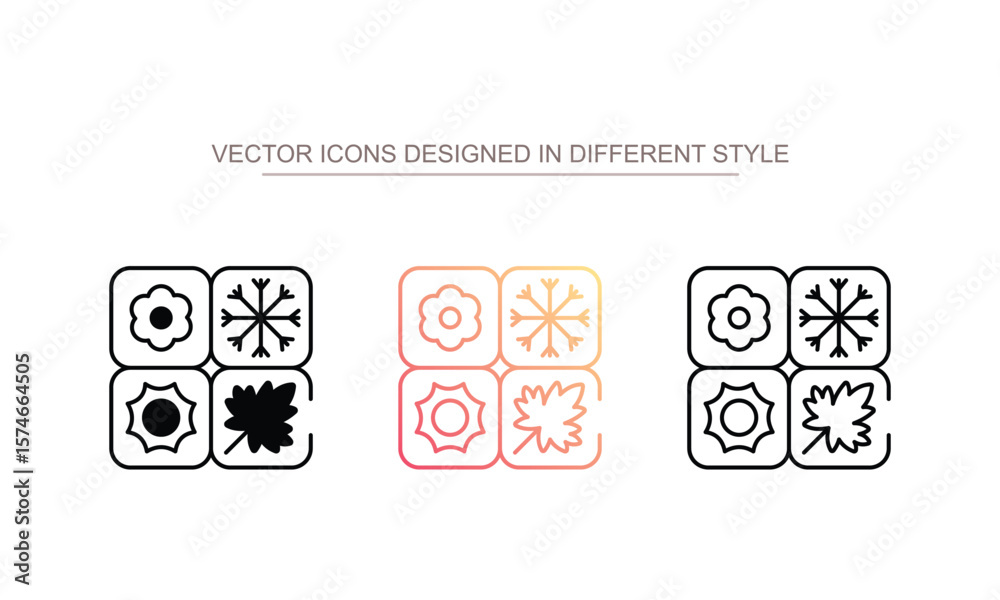 Fototapeta premium 4 Seasons icon design with white background stock illustration