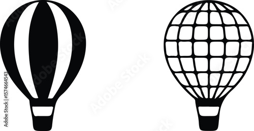 Hot Air Balloon Vector Icons Minimalist Air Travel Set
