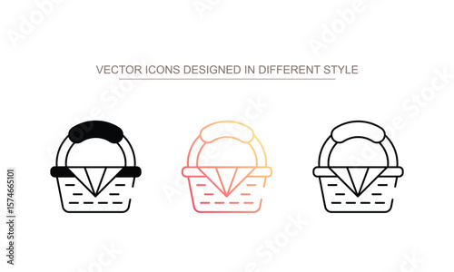 Picnic Basket icon design with white background stock illustration