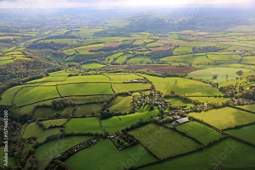 Aerial view of the fields of North Devon, England	