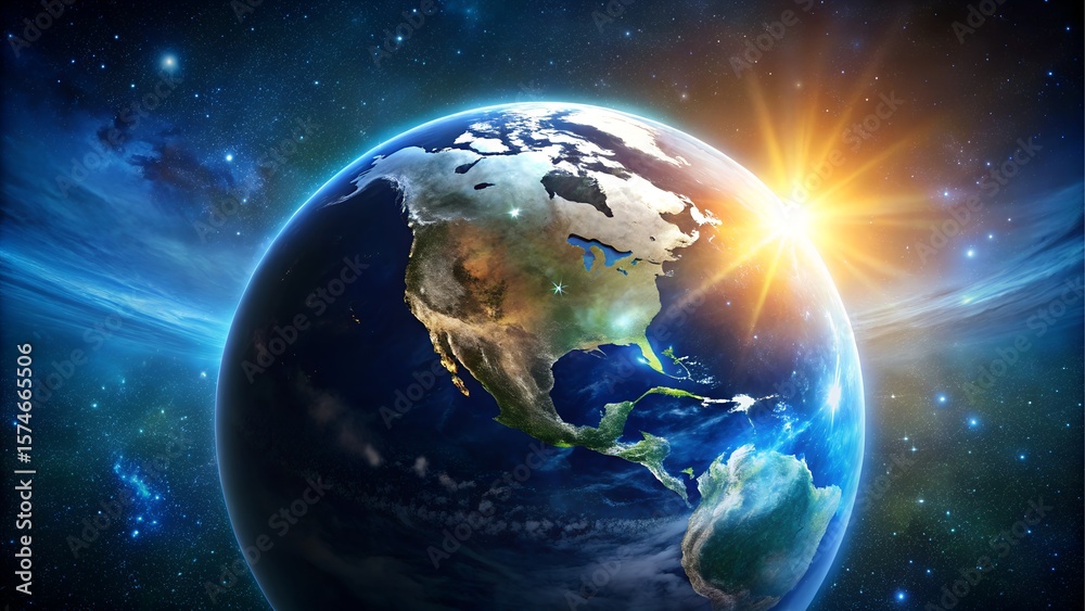 Fototapeta premium The earth glows in space