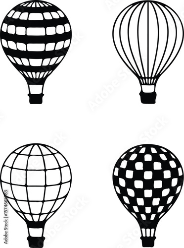 Hot Air Balloon Vector Icons Minimalist Air Travel Set