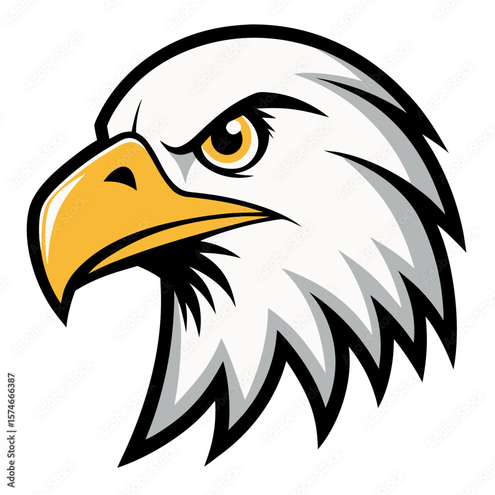 Fototapeta premium Fierce Bald Eagle Head Vector – Powerful Bird Mascot Logo Illustration