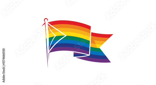 Pride Flag Illustration, LGBTQ+ Advocacy, Digital Art, Colorful Design, Vibrant Environment, Eye-Catching Viewpoint, Inclusivity Concept