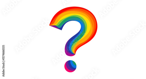 Vibrant Rainbow Question Mark Graphic Design for LGBTQ+ Awareness and Inclusivity Themes in Modern Art