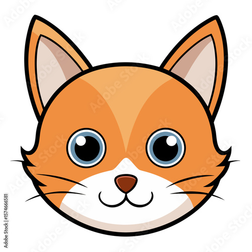 Cute Cartoon Cat Head Sticker – Orange Kitty Face PNG