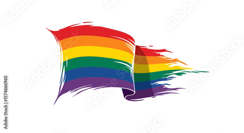 Rainbow Flag Symbolizing LGBTQ+ Pride at Festivals, Vibrant Environment, Illustrative Artwork
