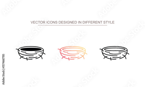 Bird Nest icon design with white background stock illustration