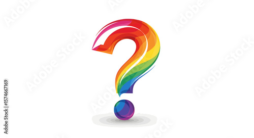 Colorful Rainbow Question Mark Illustration, Graphic Design, Digital Art, Modern Style, Creative Environment, Vibrant Colors, Conceptual Inquiry