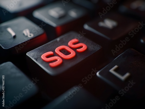 SOS Button on Keyboard Signaling Urgency and Emergency Response