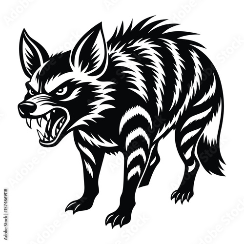 Striped Hyena Illustration Fierce Predator Wild Animal