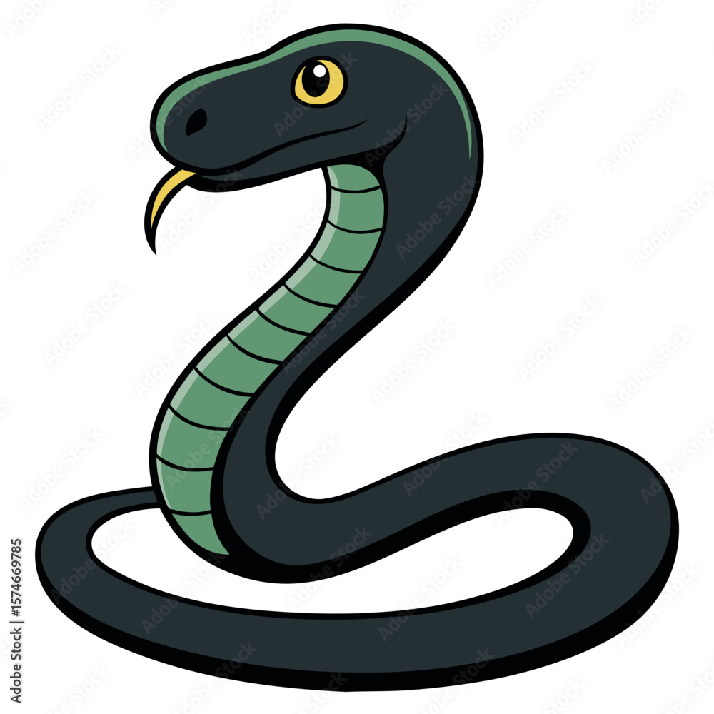 Fototapeta premium Cartoon Snake Head Sticker – Stylized Green Serpent Illustration PNG