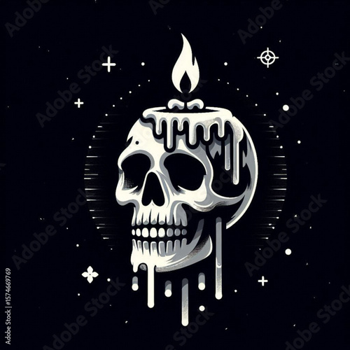 halloween skull with candles