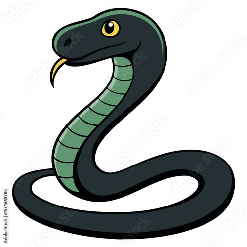Cartoon Snake Head Sticker – Stylized Green Serpent Illustration PNG