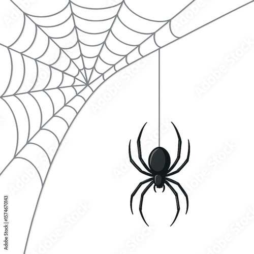 Vintage Engraving Style Illustration of a Spider and Web