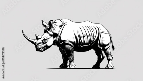  Full Body Rhinoceros Illustration