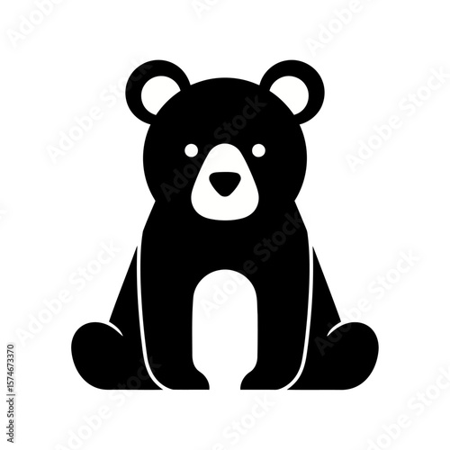 Simple Black Bear Silhouette Illustration