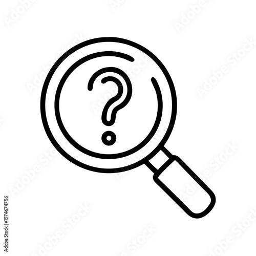 Question mark search icon, magnifying glass for finding answers and solving problems concept symbol