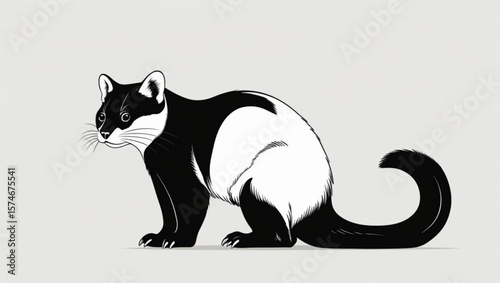  Black and White Civet Illustration