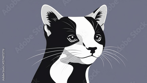  Black and White Cat Illustration