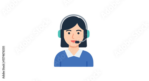 Smiling female customer service operator wearing headset
