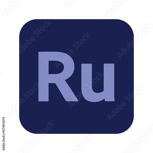 Illustration of a rounded dark blue square with the light blue letters ru centered inside it perfectly