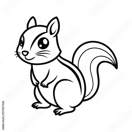 Cute Chipmunk Coloring Page Printable for Kids