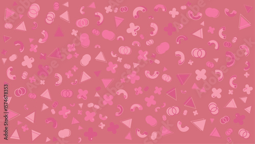 Pink image shows abstract shapes scattered randomly. Abstract vector background for presentation, banner, creative poster design.