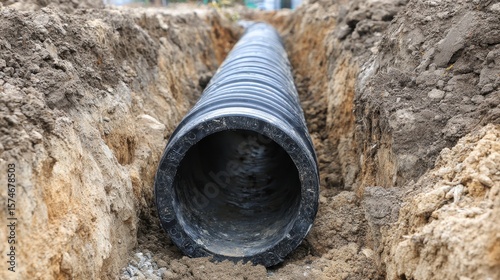 Wallpaper Mural High quality photo of installation of a sewage plastic pipe during the construction of a house. Creative Banner. Copyspace image. Torontodigital.ca