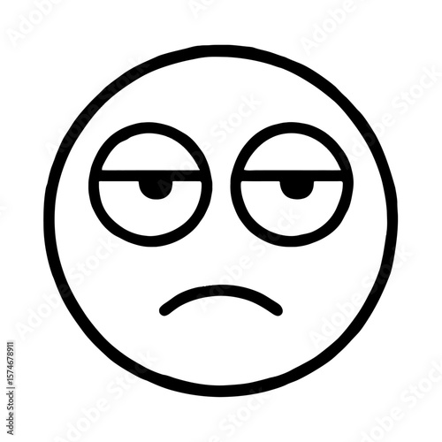 Exhausted Tired Emoji Face Icon Vector - Symbol of Fatigue or Boredom