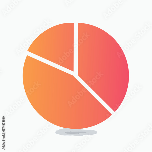 stylized pie chart icon in smooth gradient fill with modern business analytics design