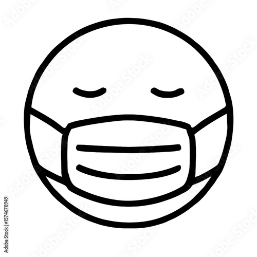 Face Mask Emoji Icon Vector - Health Protection and Pandemic Awareness Symbol
