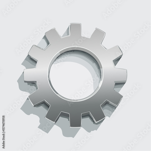 stylized gear icon with embossed effect and clean industrial silhouette for business and operations