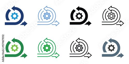 Agile Approach Icons Set Vector Multiple Style Collection