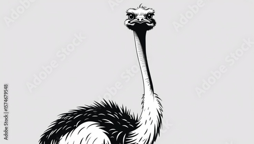 Close-up of Ostrich Head and Neck