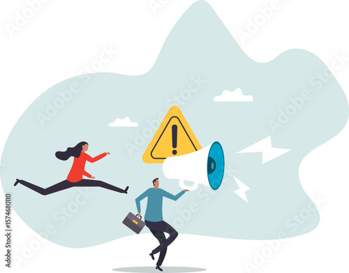 Attention message announcement, important communication or advertisement, beware warning, careful symbol or urgent notification .people concept.