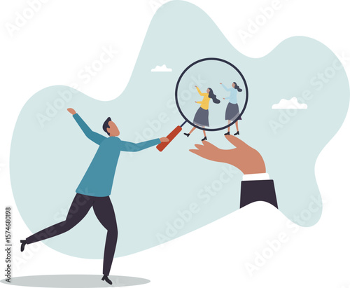 Analyze candidate, employee performance review, evaluation or analysis, choose recruitment applicants,people concept.