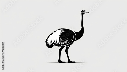 "Elegant Ostrich Silhouette Illustration"