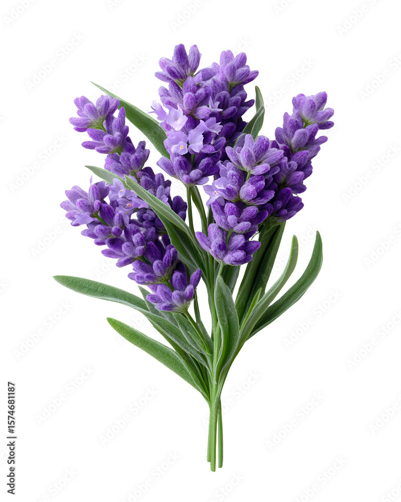 Obraz premium Bunch of Fresh Lavender Flowers Isolated on White Background