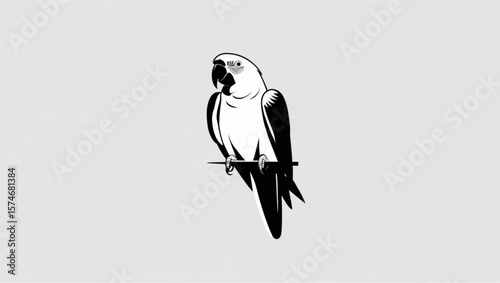 Black and White Parrot Illustration