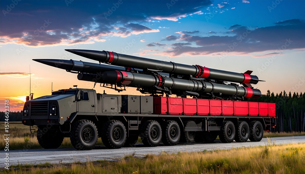 Fototapeta premium Army tactical missile system concept illustration